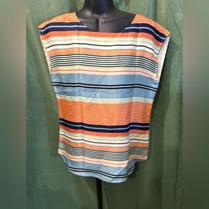 Brooks Brothers Blue and Orange Striped Blouse silk